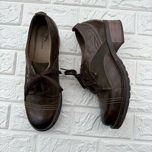 Dromedaris Kalista Lace Up Brown Leather Heeled Bootie